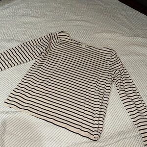 J. Crew Striped Top, Navy & Cream Swoop Neck